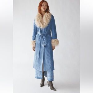 Tasha Faux Fur Corduroy Longline Coat